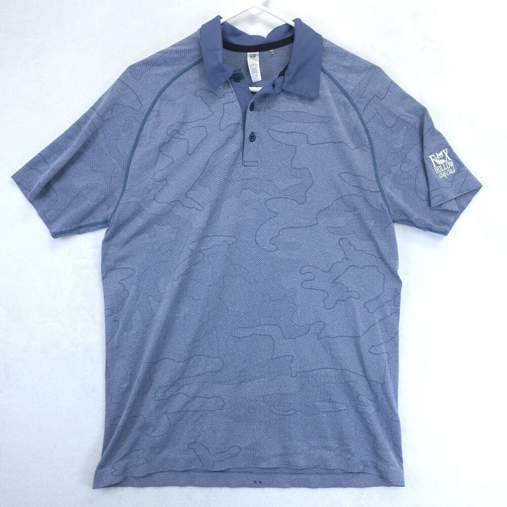 UNRL Performance Camo Mesh Men’s Medium Golf Polo Shirt Blue Stretch